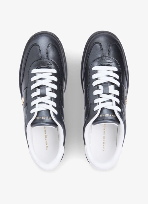 Tommy Hilfiger Heritage sneaker van leer met logo - detail 4 zwart