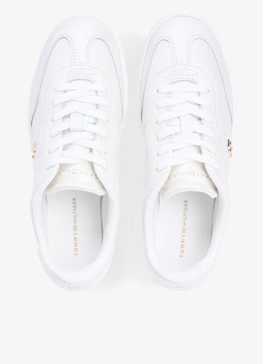 Tommy Hilfiger Heritage sneaker van leer met logo - detail 3 beige