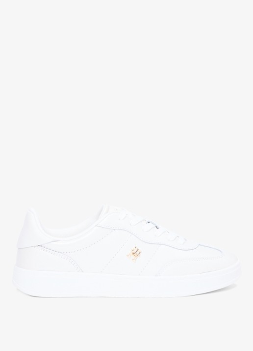 Tommy Hilfiger Heritage sneaker van leer met logo - detail 4 beige