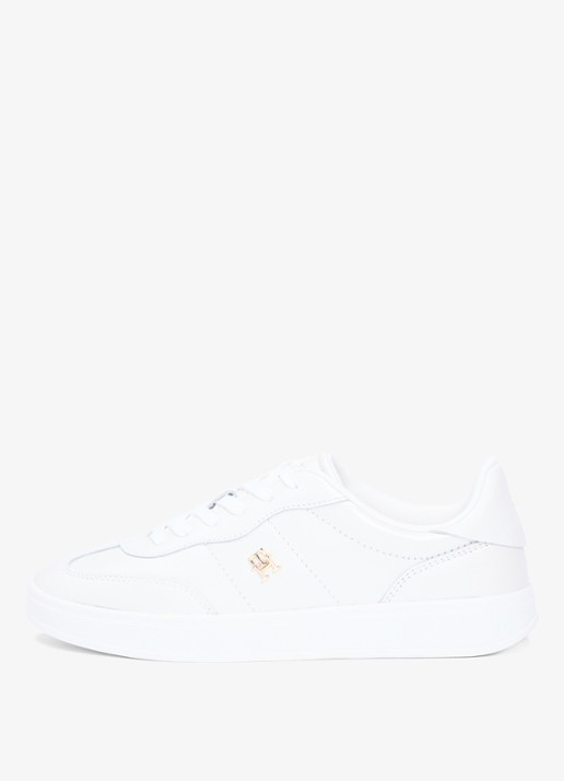 Tommy Hilfiger Heritage sneaker van leer met logo - voorkant 6 beige