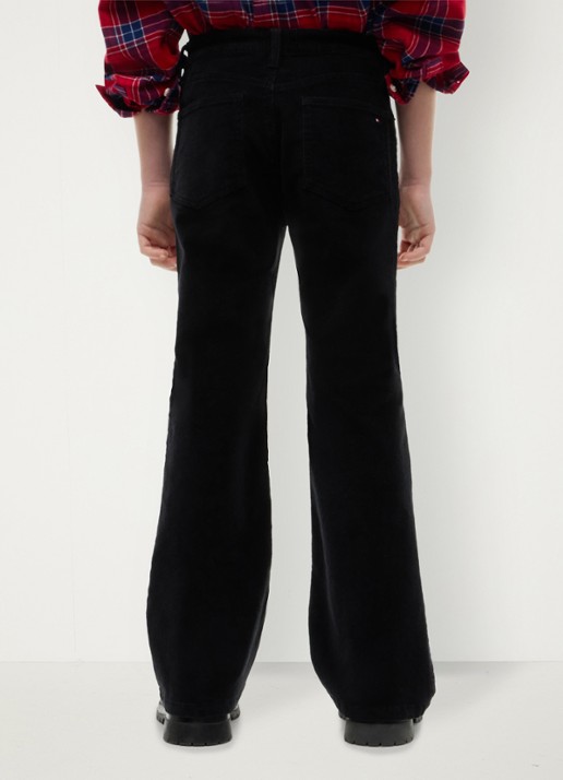Tommy Hilfiger High waist flared broek van corduroy  - achterkant 6 zwart