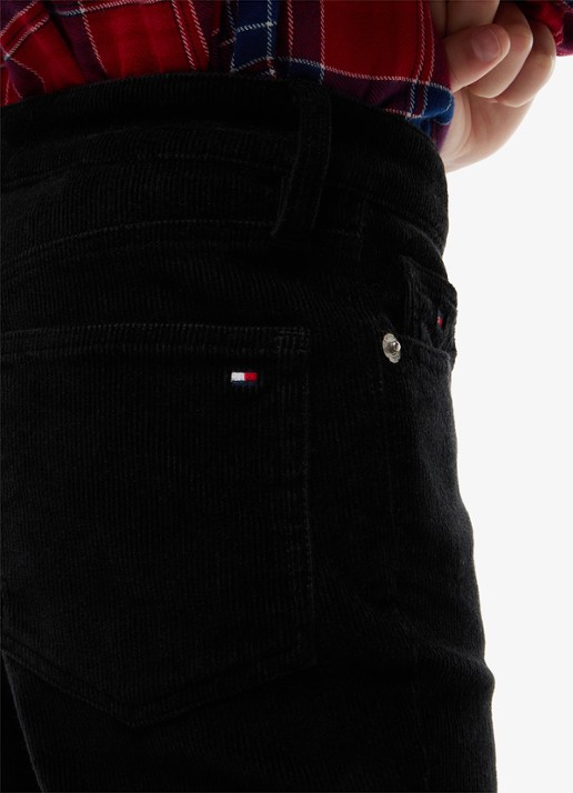 Tommy Hilfiger High waist flared broek van corduroy  - detail 2 zwart