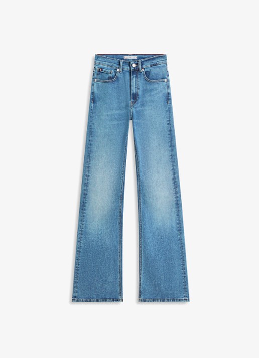 Tommy Hilfiger High waist flared jeans met medium wassing - voorkant 2 blauw