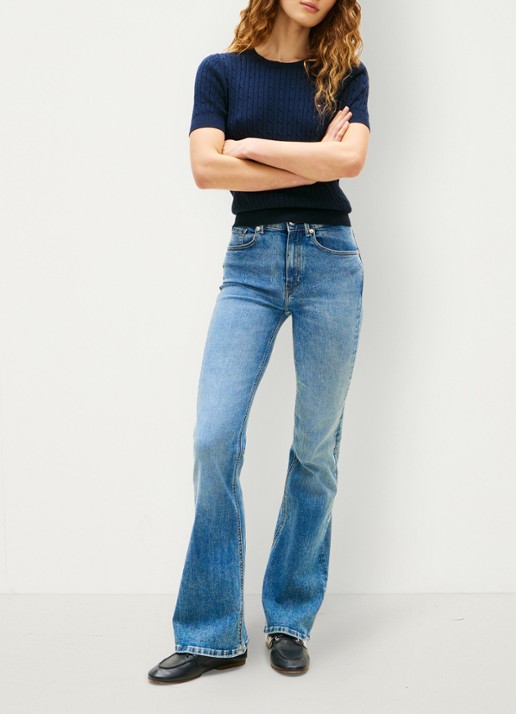 Tommy Hilfiger High waist flared jeans met medium wassing - voorkant 3 blauw