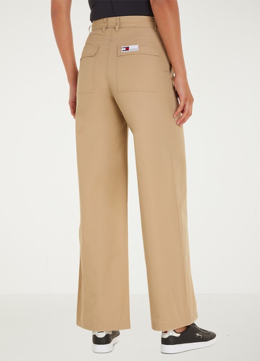Tommy Hilfiger High waist loose fit cargobroek van  katoen - achterkant 5 zand