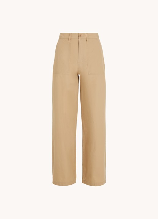 Tommy Hilfiger High waist loose fit cargobroek van  katoen - voorkant 3 zand