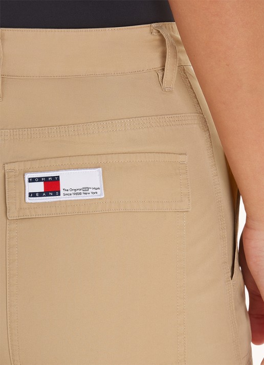 Tommy Hilfiger High waist loose fit cargobroek van  katoen - voorkant 4 zand