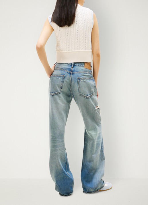 Tommy Hilfiger High waist loose fit jeans in katoenblend - achterkant donkerblauw