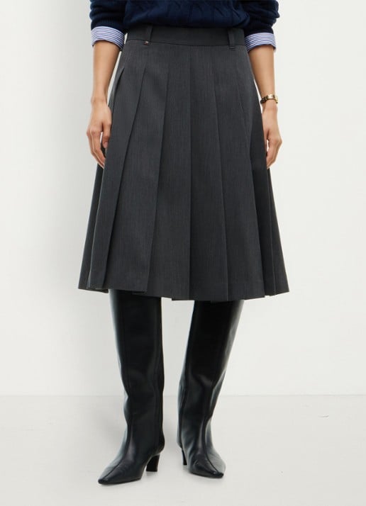 Tommy Hilfiger High waist midi A-lijn rok met plooien