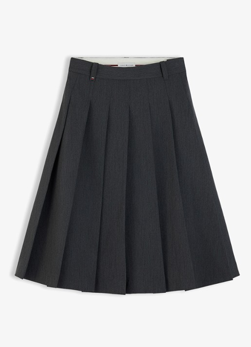Tommy Hilfiger High waist midi A-lijn rok met plooien - voorkant 6 grijs
