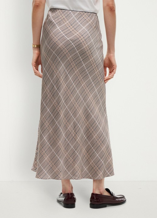 Tommy Hilfiger High waist midi rok met ruitdessin  - achterkant 3 beige
