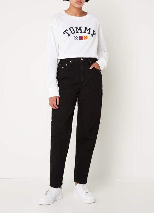 Tommy Hilfiger  High waist mom jeans met gekleurde wassing - voorkant 2 zwart