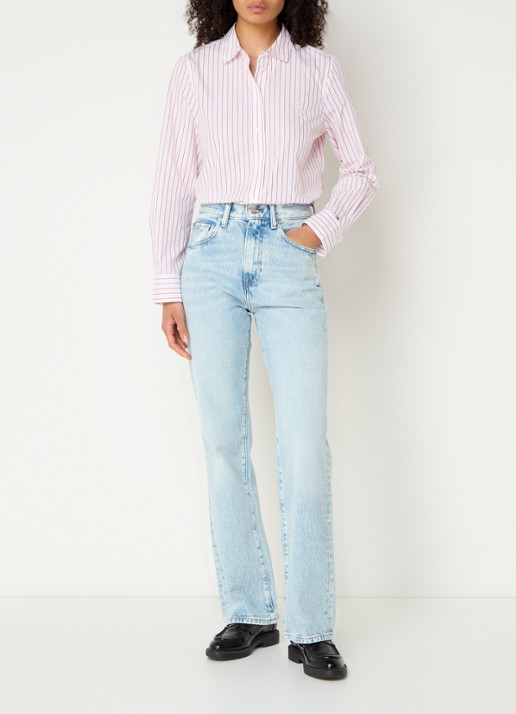 Tommy Hilfiger High waist straight leg jeans met lichte wassing - voorkant 2 indigo