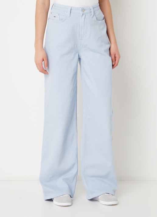 Tommy Hilfiger High waist wide leg jeans met gekleurde wassing - detail 3 lichtblauw