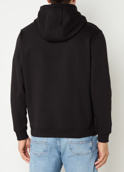 Tommy Hilfiger Hoodie met gemêleerd dessin en logoborduring - achterkant zwart