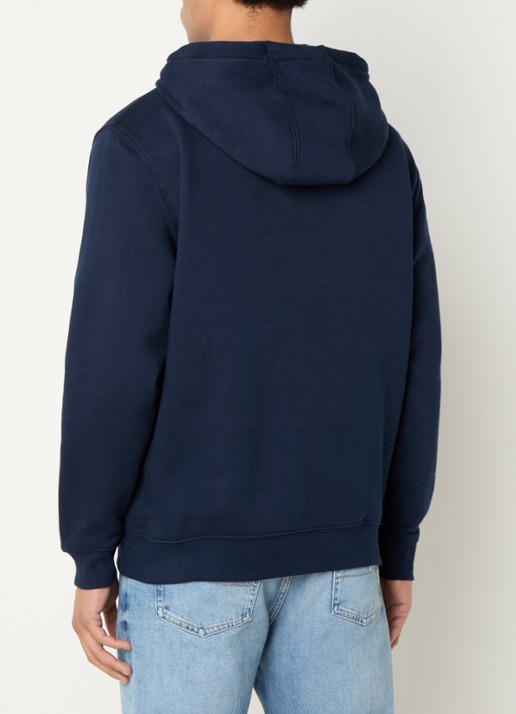 Tommy Hilfiger Hoodie met gemêleerd dessin en logoborduring - achterkant donkerblauw