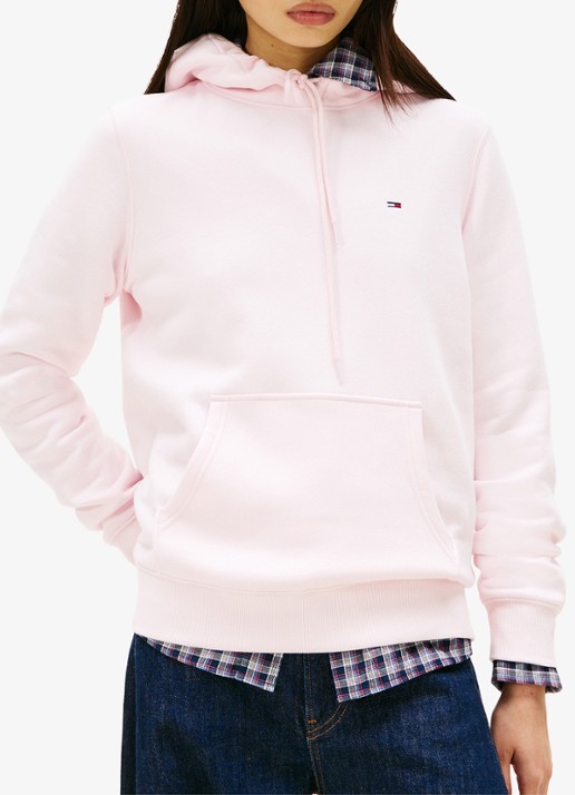Tommy Hilfiger Hoodie met kangoeroezak en logo - detail lichtroze
