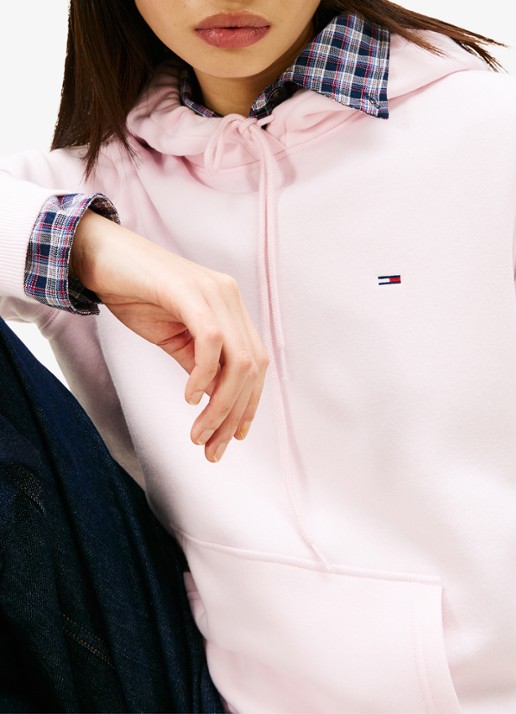 Tommy Hilfiger Hoodie met kangoeroezak en logo - detail 2 lichtroze