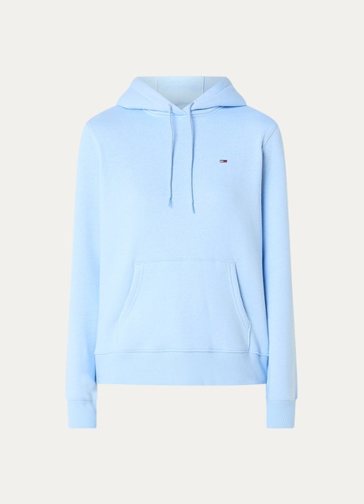 Tommy Hilfiger Hoodie met kangoeroezak en logo - voorkant 4 lichtblauw