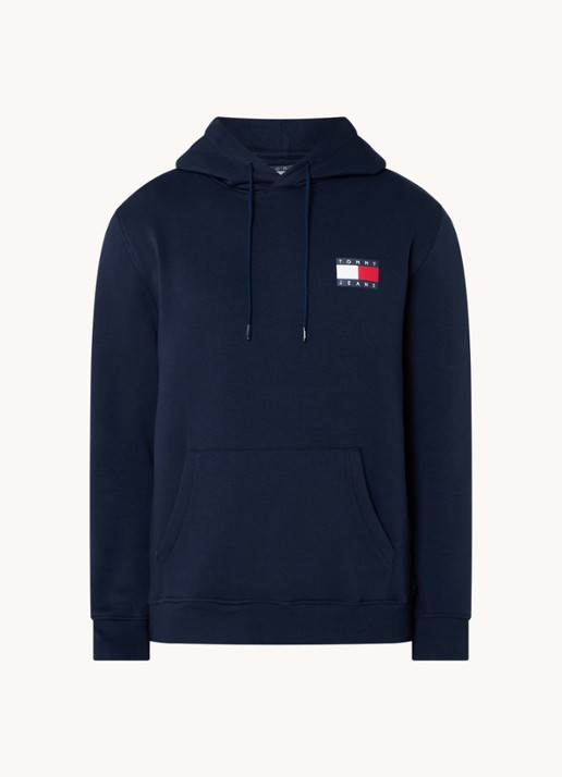 Tommy Hilfiger Hoodie met kangoeroezak en logo - voorkant 3 donkerblauw
