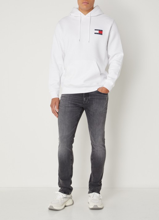 Tommy Hilfiger Hoodie met kangoeroezak en logo - voorkant 2 wit