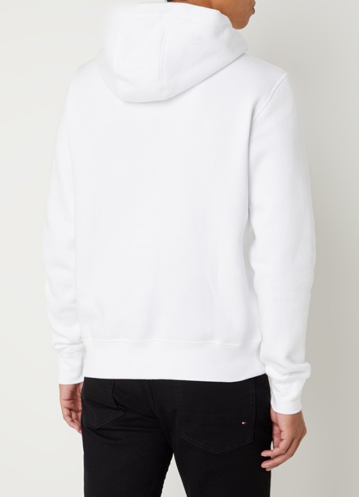 Tommy Hilfiger Hoodie met kangoeroezak en logoborduring - achterkant white / wit