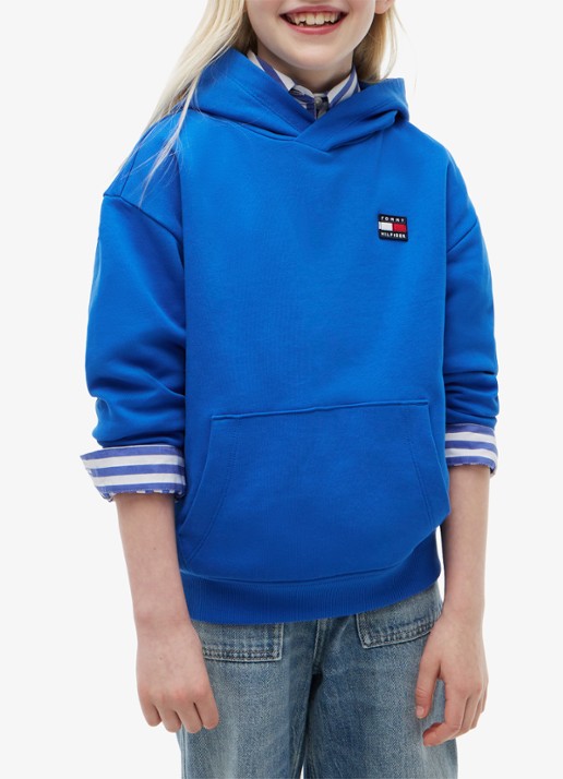 Tommy Hilfiger Hoodie met kangoeroezak  - detail blauw