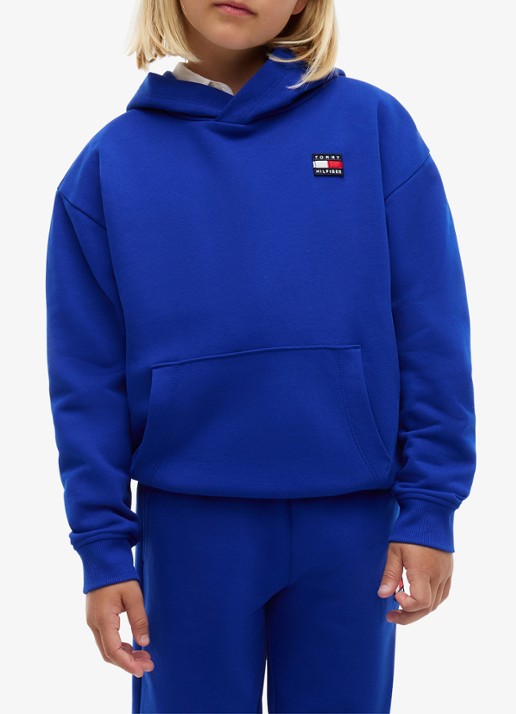 Tommy Hilfiger Hoodie met kangoeroezak  - detail kobaltblauw