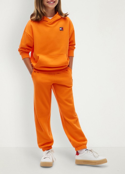 Tommy Hilfiger Hoodie met kangoeroezak  - detail 4 oranje