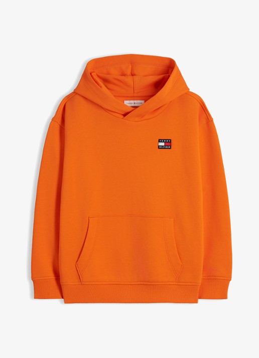 Tommy Hilfiger Hoodie met kangoeroezak  - voorkant oranje