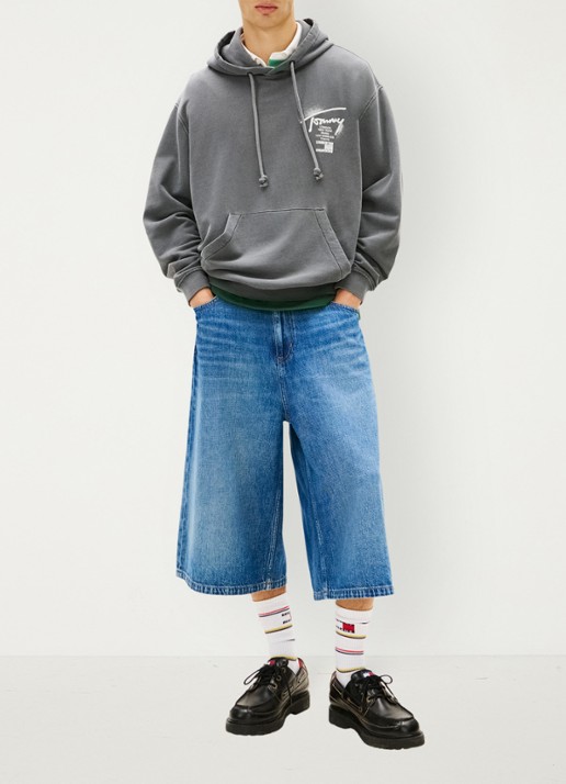 Tommy Hilfiger Hoodie met logo- en backprint - voorkant 2 donkergrijs