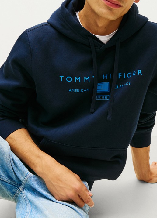 Tommy Hilfiger Hoodie met logo - detail 5 donkerblauw