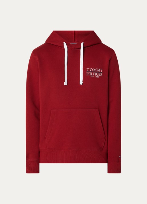 Tommy Hilfiger Hoodie met logo - voorkant cranberryrood