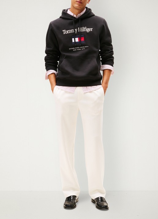 Tommy Hilfiger Hoodie met logoborduring - voorkant 5 zwart