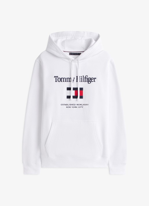 Tommy Hilfiger Hoodie met logoborduring - voorkant 4 wit