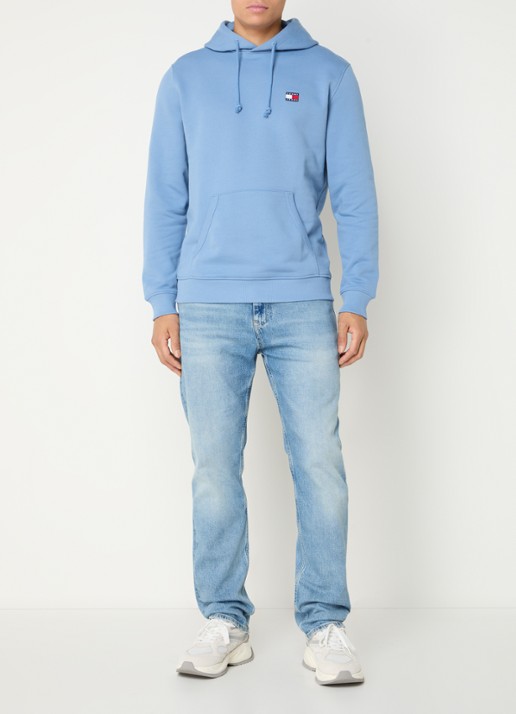 Tommy Hilfiger Hoodie met logoborduring - voorkant 5 blauwgrijs