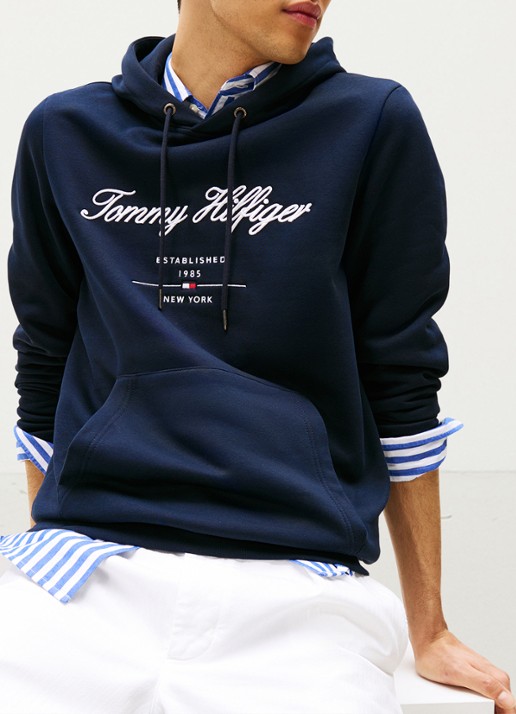Tommy Hilfiger Hoodie met logoprint - detail 2 donkerblauw