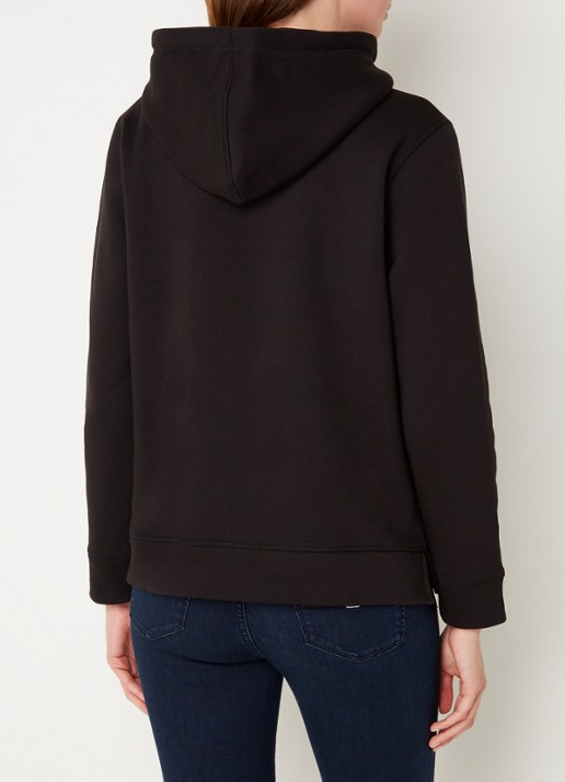 Tommy Hilfiger Hoodie van fleece met logoborduring - achterkant zwart
