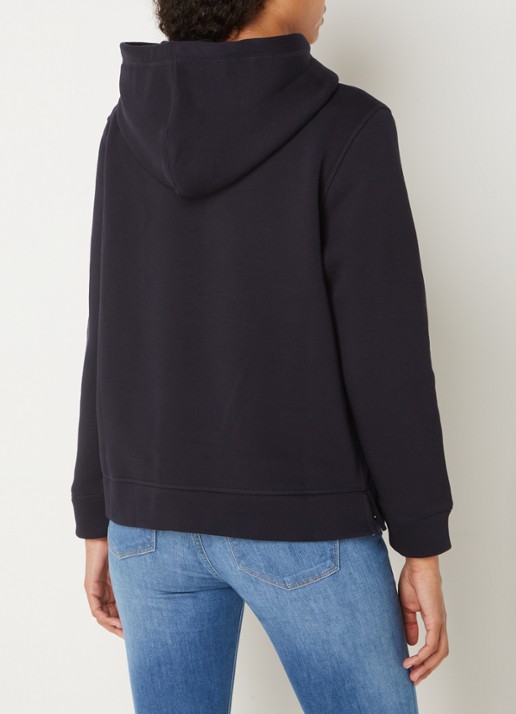 Tommy Hilfiger Hoodie van fleece met logoborduring - achterkant 3 donkerblauw