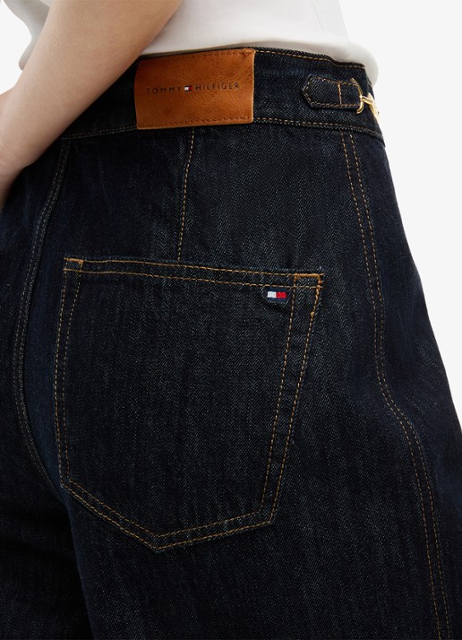 Tommy Hilfiger Indie '70s high waist wide leg jeans met donkere wassing - detail 3 donkerblauw