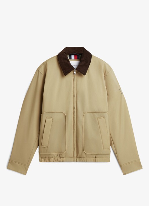 Tommy Hilfiger  Ivy jas met details van corduroy  - voorkant 8 khaki