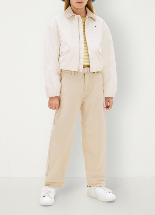 Tommy Hilfiger Jack met kraag en logo - voorkant 3 gebroken wit