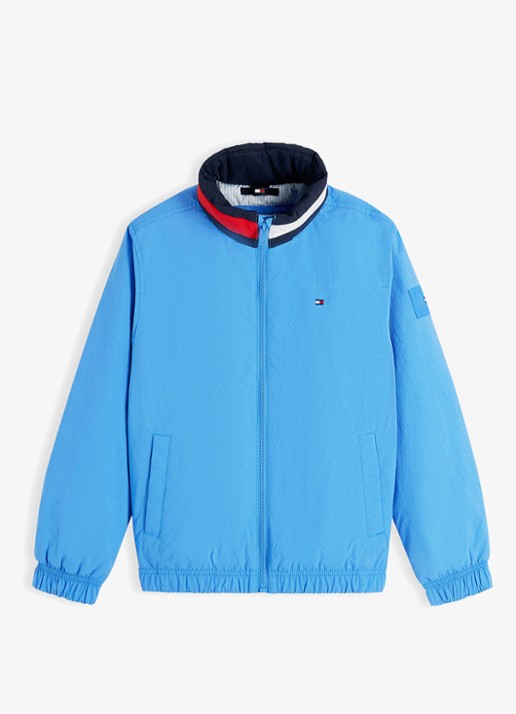 Tommy Hilfiger Jack met logo en steekzakken - voorkant blauw