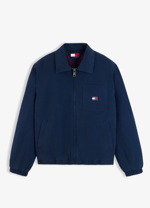 Tommy Hilfiger Jack met logoborduring - voorkant donkerblauw