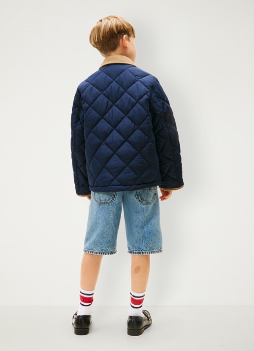 Tommy Hilfiger Jack met quilt patroon - achterkant 6 blauw