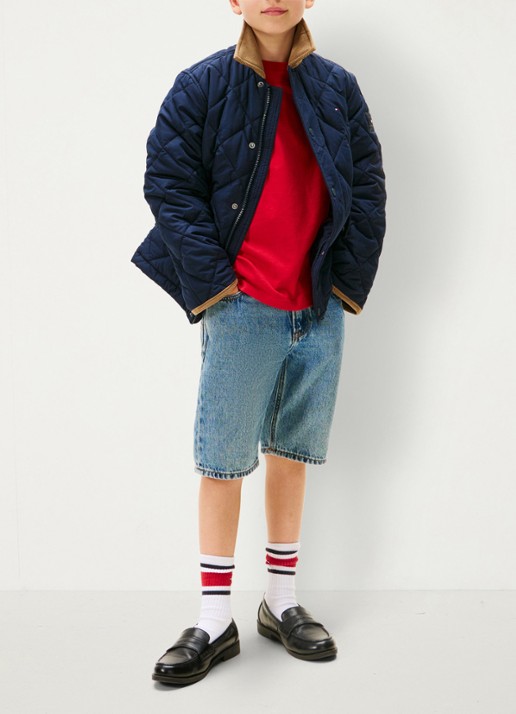 Tommy Hilfiger Jack met quilt patroon - voorkant 5 blauw