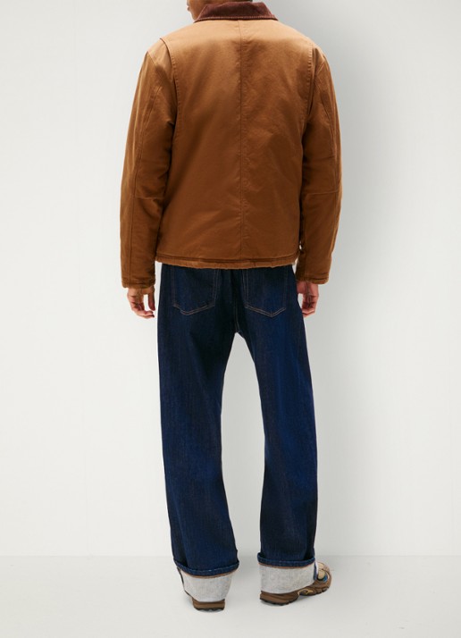 Tommy Hilfiger Jack van corduroy met teddy voering - achterkant 3 oranjebruin