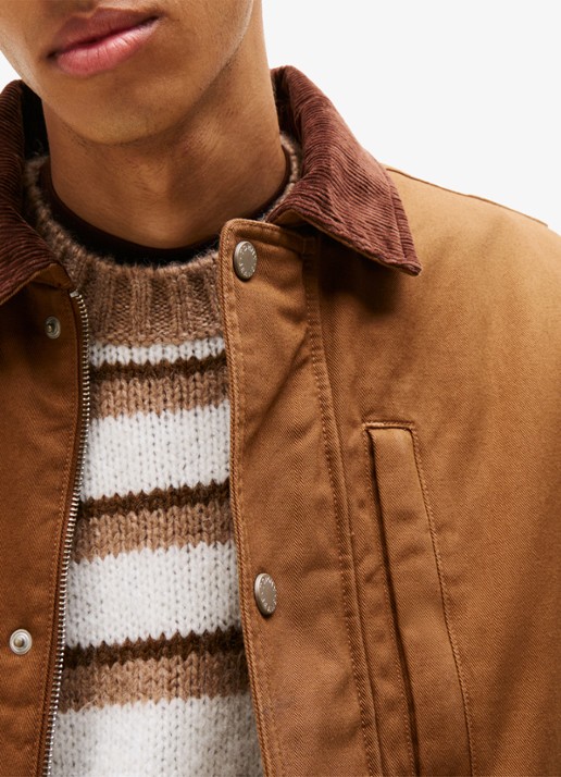 Tommy Hilfiger Jack van corduroy met teddy voering - detail 5 oranjebruin