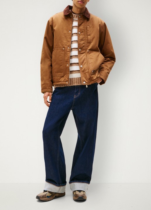 Tommy Hilfiger Jack van corduroy met teddy voering - voorkant 2 oranjebruin
