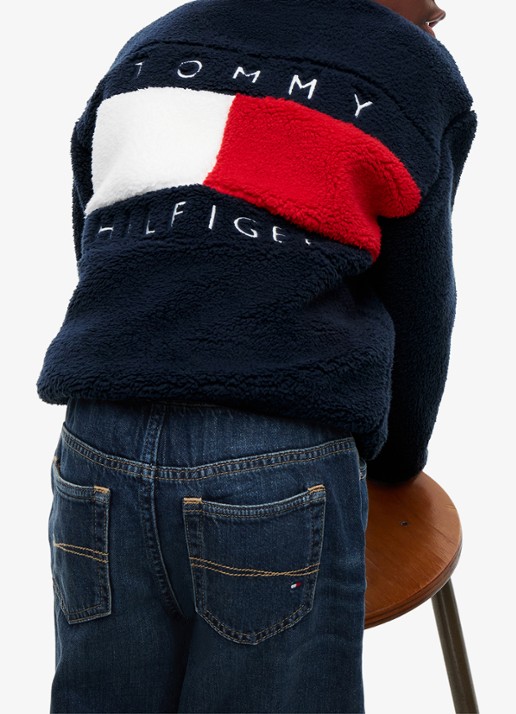 Tommy Hilfiger Jack van fleece met logo - detail 6 donkerblauw